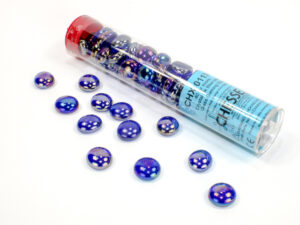 Chessex Gaming Glass Stones in Tube Catseye Iridized Crystal Dark Blue (žetony) – 40 ks